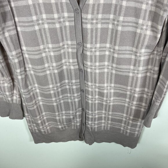 Torrid Plaid Boyfriend Cardigan Buttons Lavender Lilac Pink Women’s Plus Size 1X - Picture 3 of 9